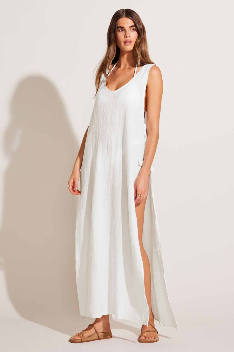 White Crinkle Summer Dresses Riviera Dress White Crinkle Linen