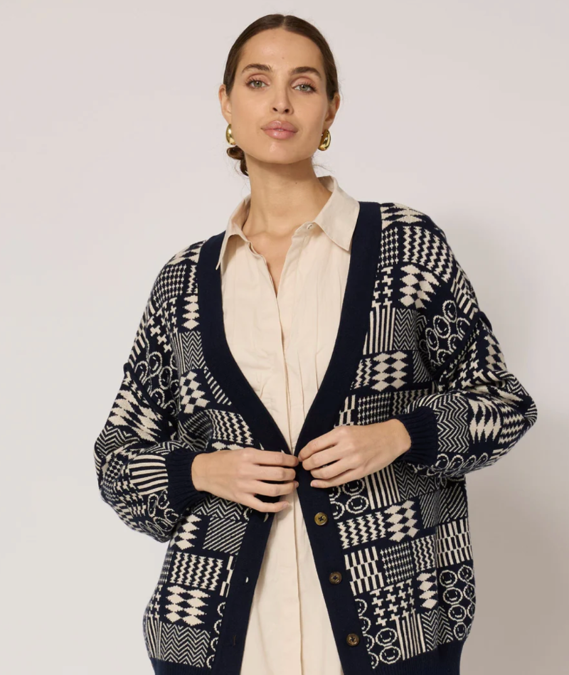 Feliz Cardigan Blue and Cream